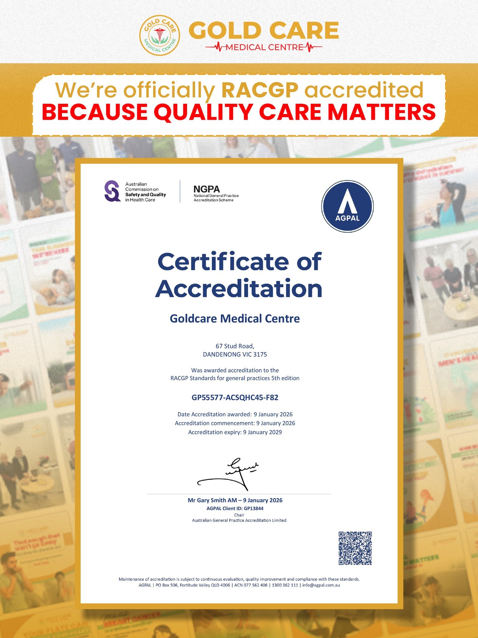 GoldCare Medical Centre Achieves RACGP Accreditation