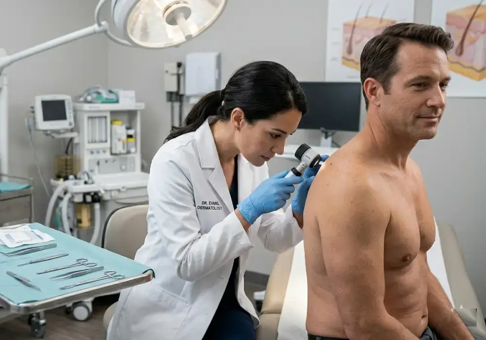 A doctor doing Skin Cancer Surgery her patient in GoldCare Medical Centre Dandenong